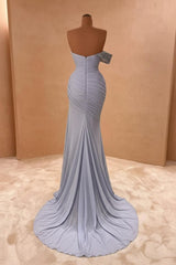 Blue Mermaid Prom Dress One Shoulder Beaded Formal Dress
