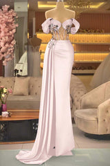 Blue Mermaid Prom Dress Off the Shoulder Beaded Formal Dress