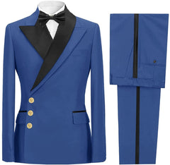 Blue Peaked Lapel Prom Suit for Men Newest