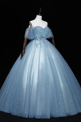 Blue Prom Dress Sweetheart Tulle Lace Long Formal Evening Dress