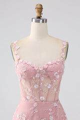 Blush Floral Corset A Line Long Prom Dress