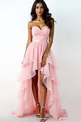 Blush Pink Wedding Guest Dress Asymmetrical Sweetheart High-Low Formal Dress
