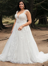 Bohemian V Neck Bridal Gown Featuring Illusion Back