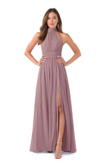 Bridesmaid Dress: High Neck Chiffon with Bow