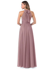 Bridesmaid Dress: High Neck Chiffon with Bow