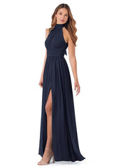 Bridesmaid Dress: High Neck Chiffon with Bow