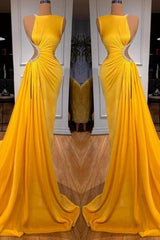 Bright Yellow Long Prom Dress Mermaid With Slit