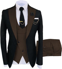 Brown Three Piece Shawl Lapel Prom Suit