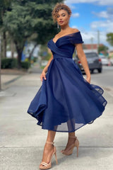 Burgundy Wedding Guest Dress Off The Shoulder A Line Short Cocktail Dress