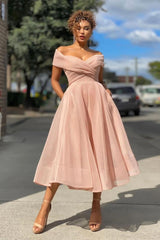 Burgundy Wedding Guest Dress Off The Shoulder A Line Short Cocktail Dress