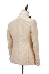 Champagne Shawl Lapel Double Breasted Wedding Suit