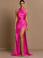 Charmeuse Bridesmaid Dress With High Split