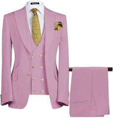Chic Lilac 3 Piece Peaked Lapel Close Fitting Prom Suit for Men