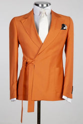 Chic Orange Notched Lapel 2 Piece Prom Suit