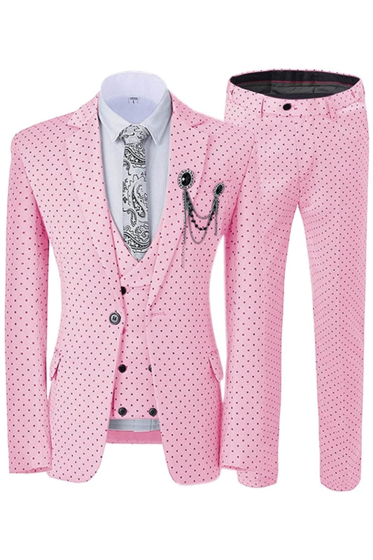 Chic Pink Notched Lapel 3 Piece Prom Suit
