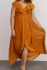 Chiffon Asymmetrical Bridesmaid Dress with Bows