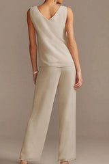 Chiffon Mother of the Bride Pantsuit 3/4 Sleeve Wedding Guest Pantsuit with Appliques