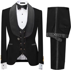 Classic Gray Shawl Lapel 3 Piece Velvet Wedding Suit