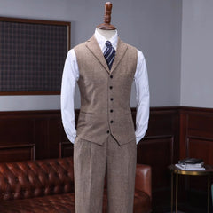 Coffee Notched Lapel Three Piece Prom Suit