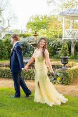 Column Tulle Spaghetti Straps Sleeveless Formal Dress With Slit