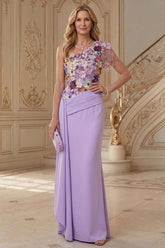 Crepe Mermaid Mother of the Bride Dress with 3D Flowers and Beaded Fringe