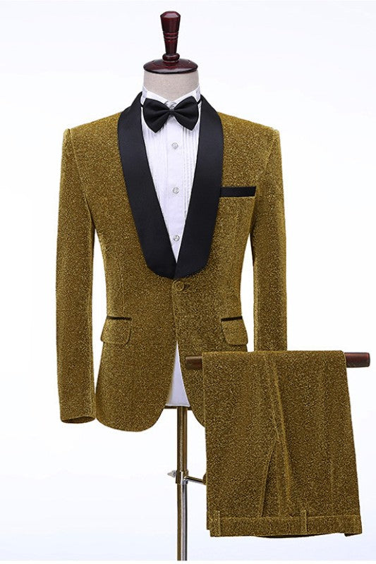Curry Two Piece Shawl Lapel Wedding Suit