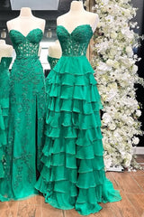 A Line Prom Dress Sweetheart Neck Lace Chiffon Pink Long Formal Evening Dress