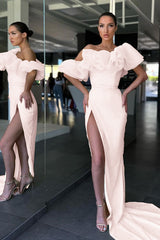 Daffodil Off The Shoulder Mermaid Evening Dress with Sequins and Split