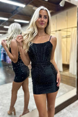 Dark Green Homecoming Dress Bodycon Corset Tight Short Cocktail Dresses
