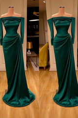 Dark Green Off The Shoulder Mermaid Prom Dress Long Evening Gowns