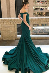 Dark Green Off the Shoulder Mermaid Evening Dress