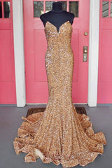 Dark Green Prom Dress Sequined Mermaid Sweetheart Long Evening Dress