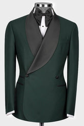 Dark Green Shawl Lapel Double Breasted Wedding Suit