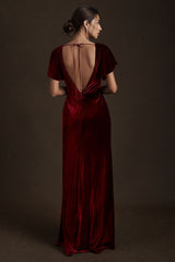 Dark Green Velvet Dress V Neck Sheath/Column Formal Evening Dress