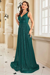 Dark Green Wedding Guest Dress Long Sequined Long Prom Dress