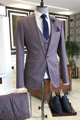 Dark Violet Peaked Lapel 3 Piece Chic Men's Prom Suit