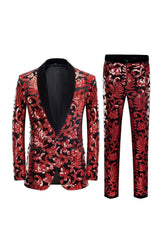 Dazzling Red Sequins 2-Piece Men's Suit