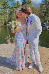 Dazzling Sparkly White 2-Piece Shawl Lapel Sequined Men's Prom Suit
