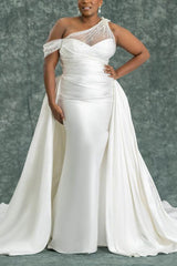 Detachable Satin Wedding Dress With Beading