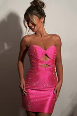Dreamyannie Black Beaded Cut Out Tight Homecoming Dresses Short Cocktail Dresses