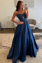 Dreamyannie Black Prom Dress Sweetheart A Line Formal Dress With Beadings