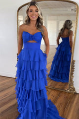 Dreamyannie Black Prom Dress White Prom Dress Sweetheart Ruffled Long Formal Dress With Slit