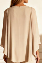 Dreamyannie Champagne Chiffon Boat Neck 2 Piece Mother Of The Bride Pant Suits