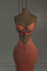 Dreamyannie Column Chiffon Strapless Sleeveless Formal Dress With Appliques