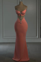 Dreamyannie Column Chiffon Strapless Sleeveless Formal Dress With Appliques