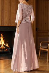 Dreamyannie Dusty Rose Boat Neck Chiffon Mother Of The Bride Jumsuits With Slit