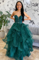 Dreamyannie Emerald Green Prom Dress Sweetheart Long Formal Dress