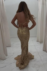Dreamyannie Fuchsia Prom Dress Mermaid Sequins Long Backless Formal Dress