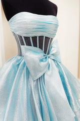 Dreamyannie Gold Prom Dress Corset Ruffled Long Formal Dress With Bow