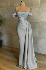 Dreamyannie Ivory Wedding Dress Mermaid Strapless Off The Shoulder Satin Panel Train Formal Dress